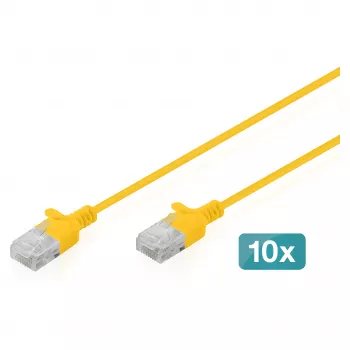 Cabo de rede DIGITUS CAT6 U-UTP fino, 1 m, amarelo, pack de 10