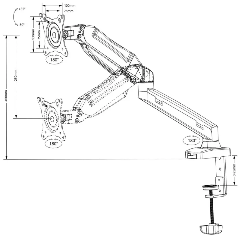 Suporte para monitor MACLEAN MC-860 suporte de secretária para ecrãs de 27