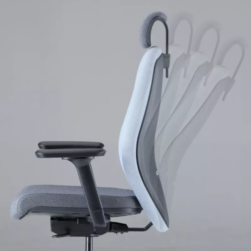 Cadeira de escritório ergonómica Up Up Athene preta, cinzento + tecido azul