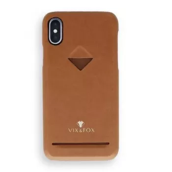Capa traseira com compartimento para cartões VixFox para iPhone XSMAX – castanho caramelo, capa traseira com compartimento para cartões