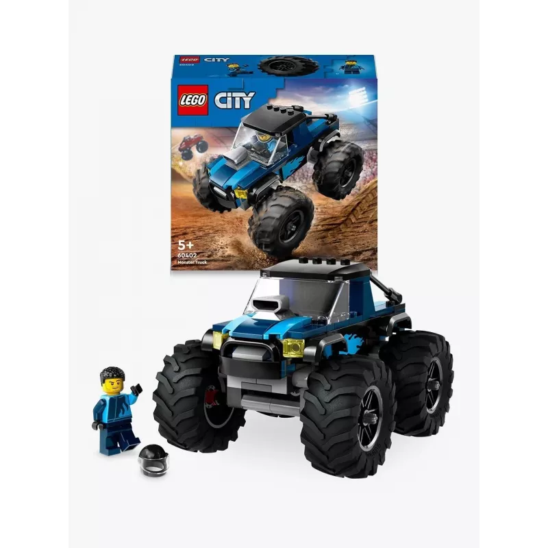 Brinquedo de construção LEGO City 60402 Monster Truck azul com pneus grandes, 148 peças, 1 minifigura, idade 5+