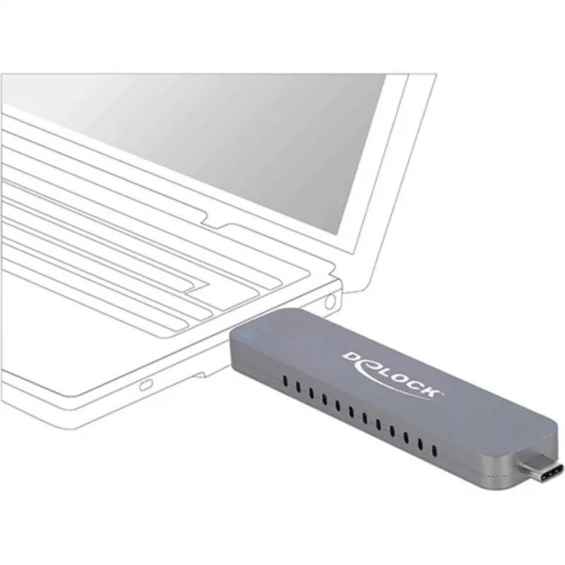 Caixa externa para SSD M.2 NVMe PCIe, caixa de disco prateada, com ficha USB Type-C e Type-A