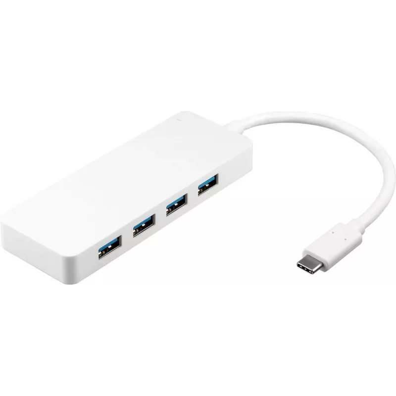 Wentronic Goobay Adaptador multiporto USB-C™ 4x, branco - ligação simultânea de 4x conector fêmea USB 3.0 A a ficha USB-C™ (66274)