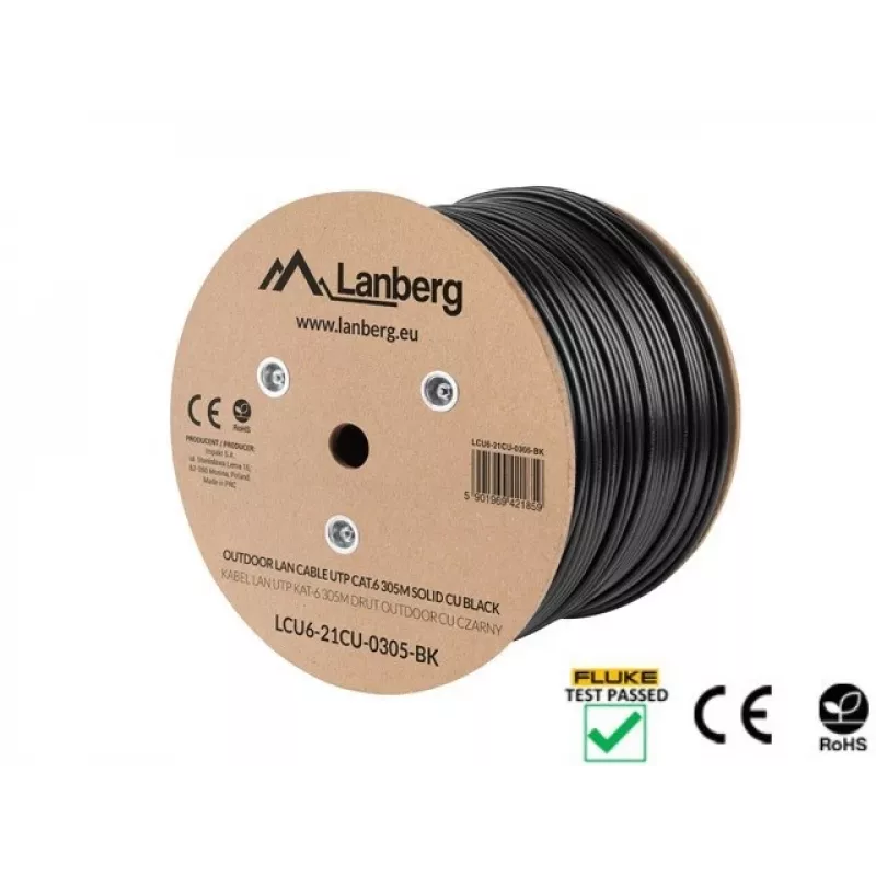 Cabo de rede Lanberg LCU6-21CU-0305-BK preto 305 m Cat6 U/UTP (UTP) exterior