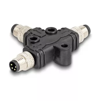 Divisor de cabo DeLOCK M8 T-splitter codificação A 4 pinos 1 x macho para 2 x macho