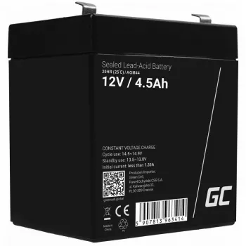 Bateria UPS Green Cell AGM44 — 12 V 4,5 Ah chumbo-ácido com fibra de vidro (VRLA), 101×70×90 mm, 1,35 kg, preto