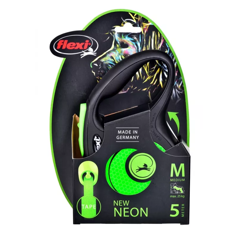 FLEXI new Neon M - trela retrátil - 5 m