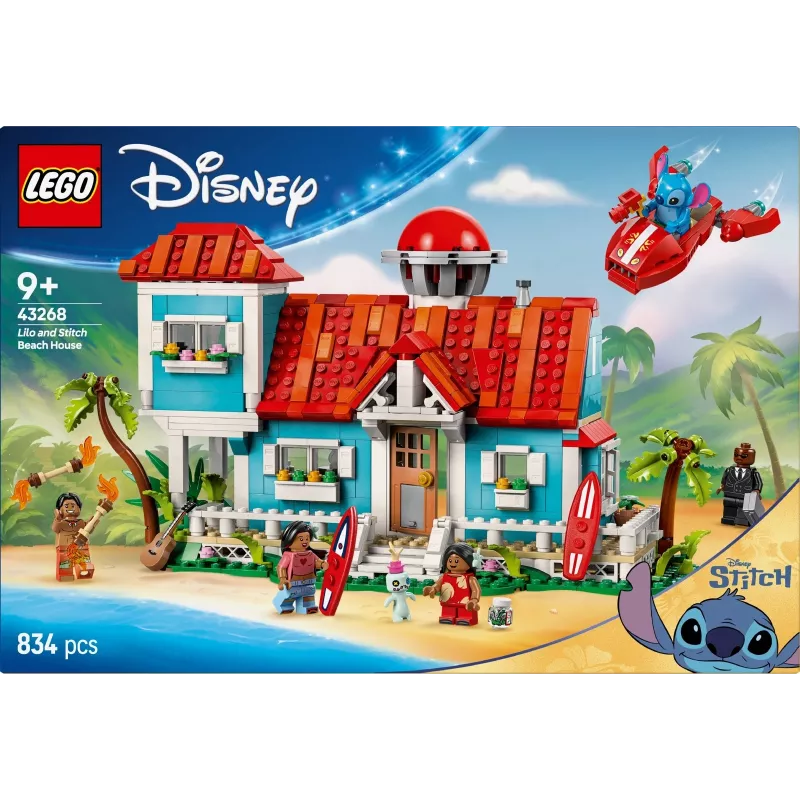 LEGO Disney Set 43268 Casa de Praia – casa modular para construir, 834 peças, 5 minifiguras, idade 9+