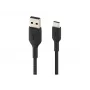 Cabo entrançado USB-C para USB-A 15 cm preto