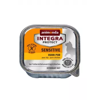 Comida húmida para gatos Animonda Integra Protect Sensitive Pure Chicken 100 g, sem cereais, sem glúten, para gatos adultos, apoio a alergias