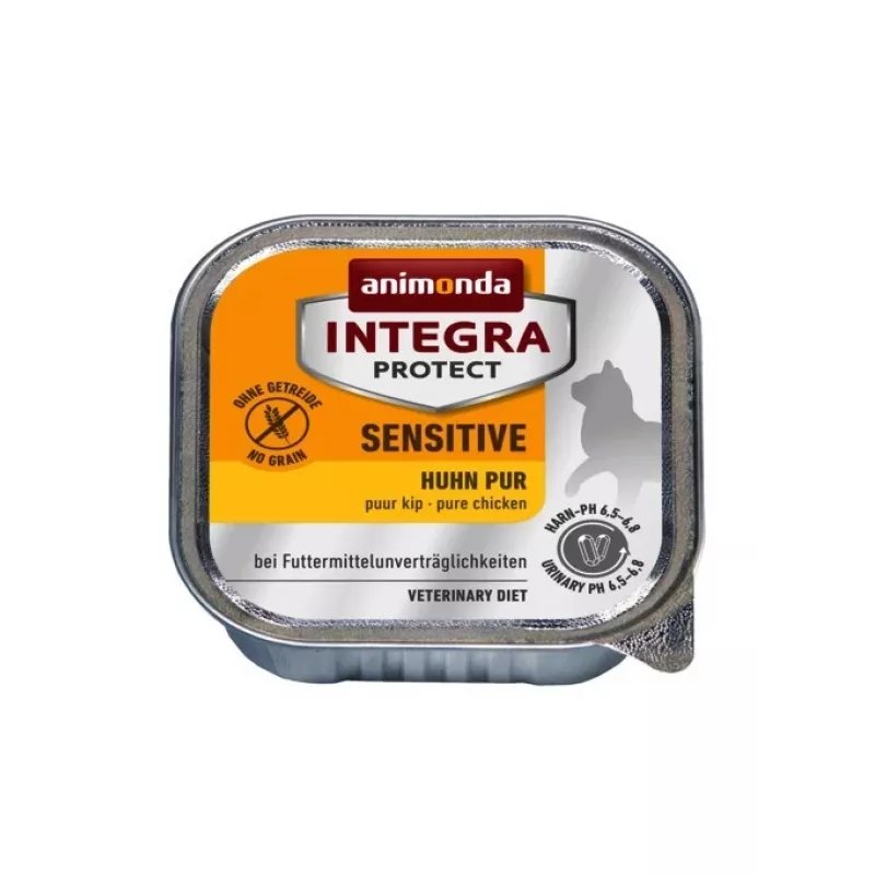 Comida húmida para gatos Animonda Integra Protect Sensitive Pure Chicken 100 g, sem cereais, sem glúten, para gatos adultos, apoio a alergias