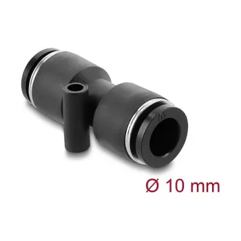 Conector pneumático DELOCK 10 mm reto com orifício de fixação, metal/plástico, rosca fêmea, 48 mm