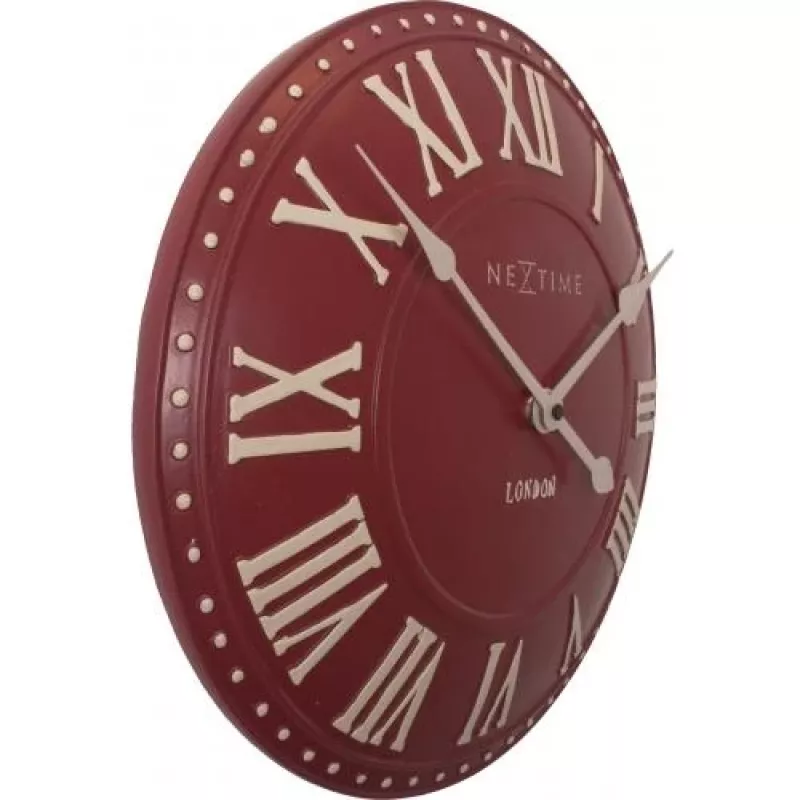 NeXtime Relógio 3083ro London Roman, Ø34.5 cm, relógio de parede, vermelho/branco