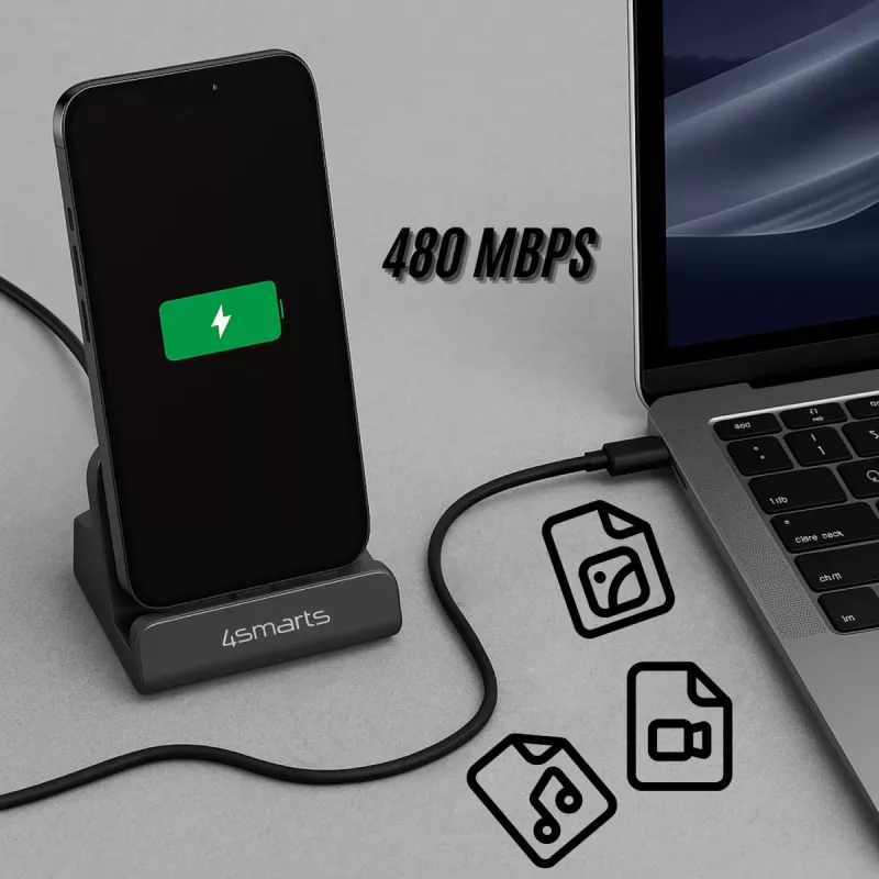 4smarts base de carregamento VoltDock USB-C 60W cinzento (541426)