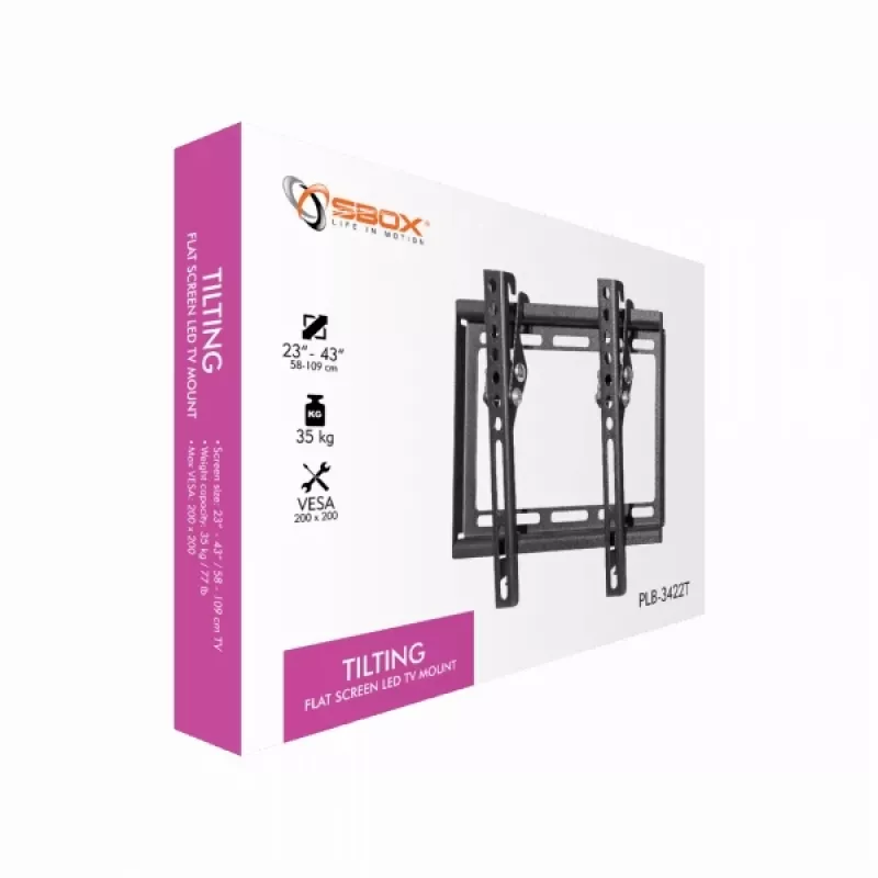 Sbox PLB-3422T suporte de TV LED inclinável para ecrã plano 23-43 35kg