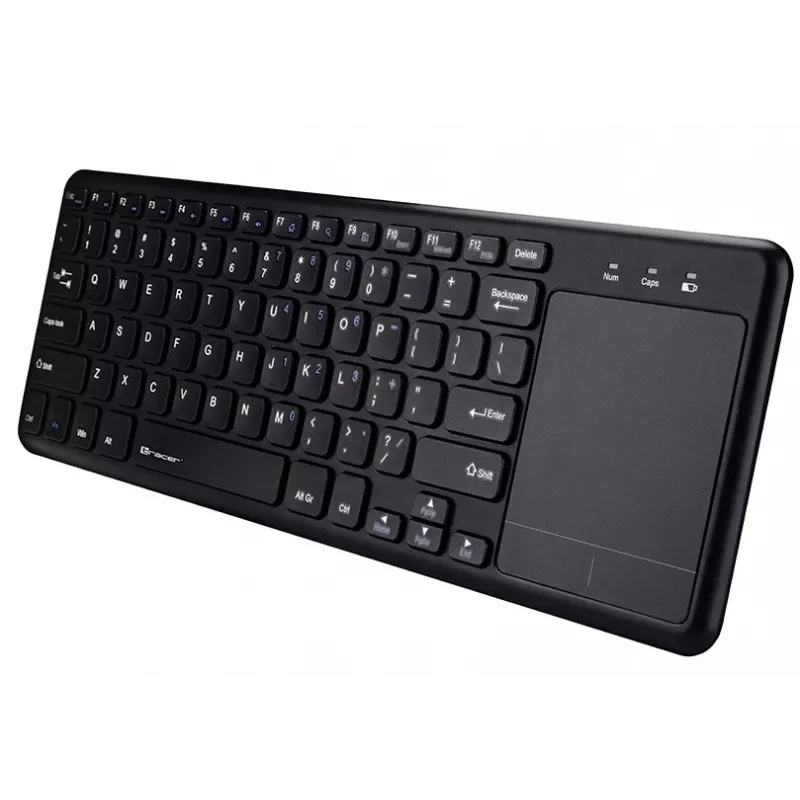 Teclado sem fios RF TRACER TRAKLA46367 — tamanho completo, membrana, touchpad, 2,4 GHz, preto