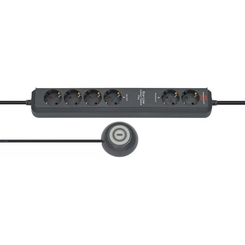Extensão de energia Brennenstuhl Eco-Line Comfort Switch 2m 6 tomadas AC