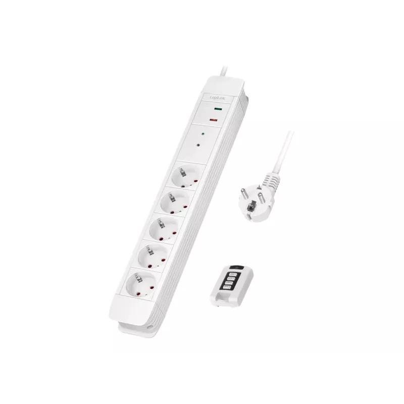 Extensão elétrica LogiLink LPS402 1,5 m 5 tomadas AC para interiores branca
