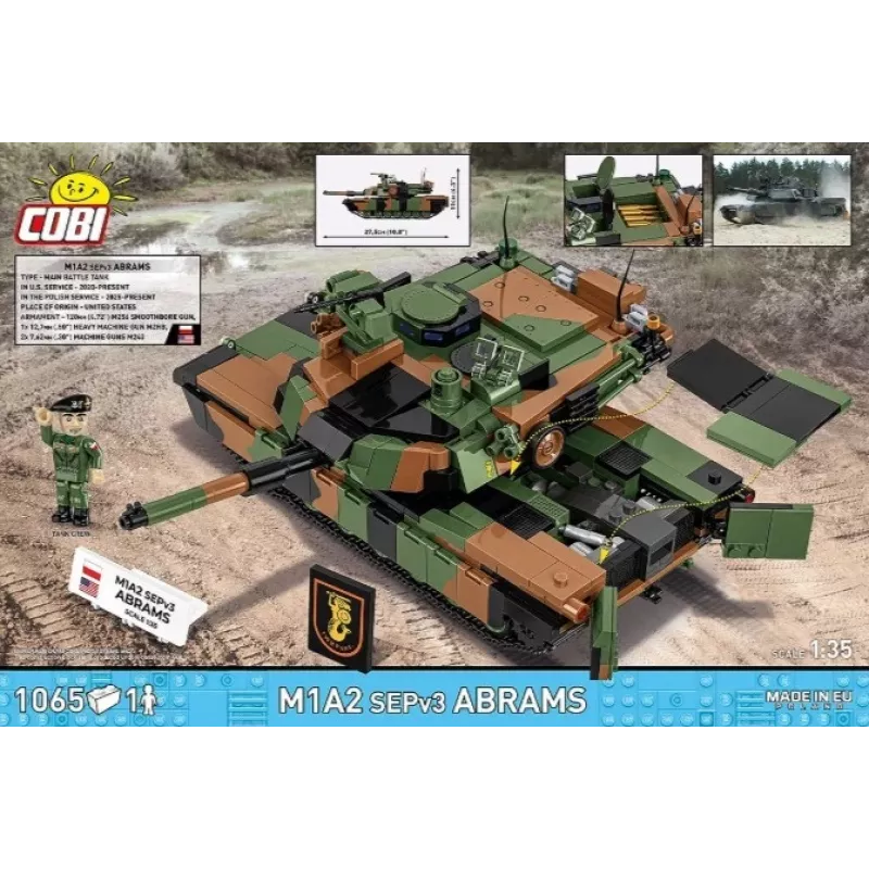 Conjunto de construção Cobi M1A2 SEPV3 Abrams modelo com 1.065 blocos