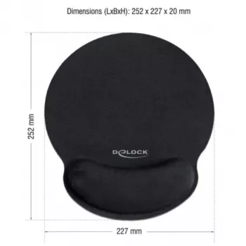 Tapete de rato ergonómico Delock com apoio de pulso preto 252x227 mm