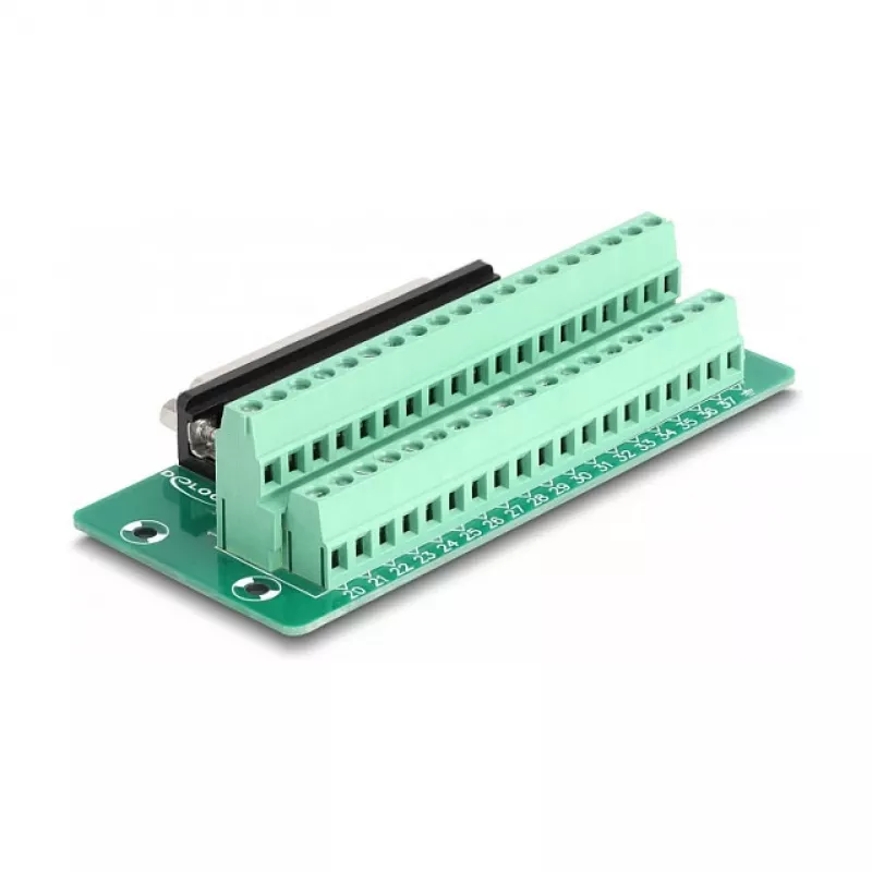 DeLOCK D-Sub 37 pinos conector fêmea para barra de terminais para calha DIN largura 51 mm profundidade 116 mm altura 30 mm