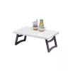 Mesa de cabeceira SUNDO 46710 com pegas, prateleira de estireno branca, 530×320×200 mm, 2 porta-copos, pernas rebatíveis, porta-garrafas
