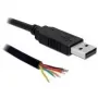 DeLOCK 83116 Cabo conversor de USB 2.0 para Serial UART TTL (5 V), 6 fios abertos, 1,8 m, preto