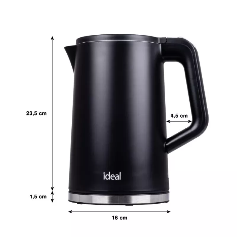 Chaleira elétrica IDEAL 1,7 l, caixa em aço, potência 1500 W, preto