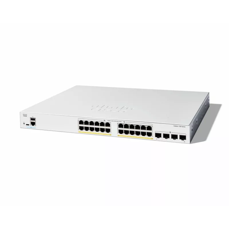 Cisco Catalyst 1300-24FP-4G Switch gerido, 24 Port GE, Full PoE, 4x1GE SFP, Limited Lifetime Protection (C1300-24FP-4G)