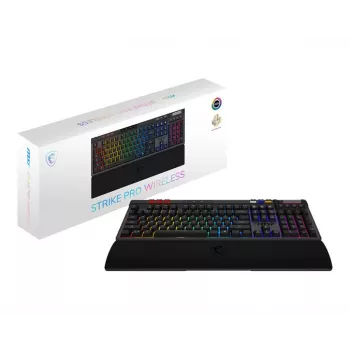 Teclado gaming mecânico MSI Strike Pro W Silent layout US iluminação RGB, com fios, interruptores táteis Silent