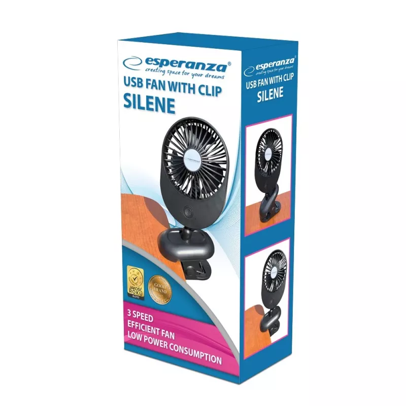 Ventilador Esperanza EHF103K, ventilador USB compacto, PRETO