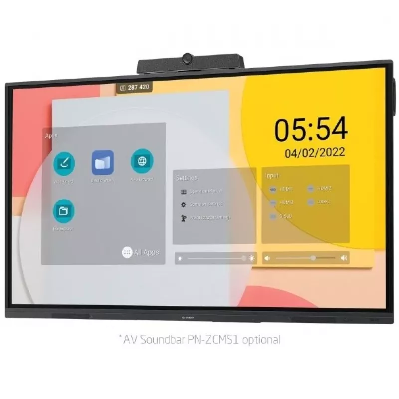 Sharp PN-L752B Quadro Interativo 190,5 cm (75 polegadas) 3840 x 2160 píxeis Ecrã Tátil Preto