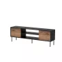Móvel de TV cama meble EF CORTINA 180×40×60 cm, tampo superior preto, estrutura nogueira