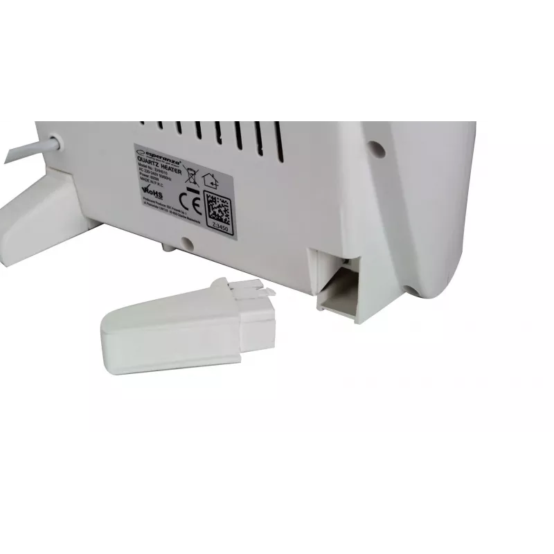 Aquecedor elétrico de quartzo ESPERANZA EHH010 400W/800W, branco, cabo de 1,2 m, botões, termostato ajustável
