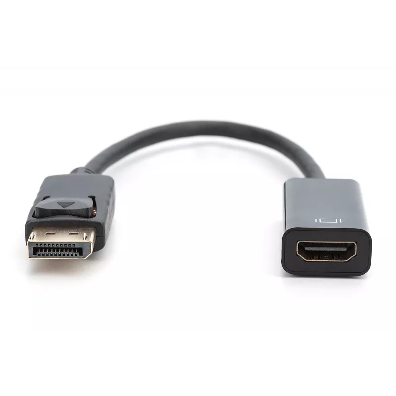 Adaptador DIGITUS, ficha DisplayPort - conector fêmea HDMI A, DisplayPort Standard 1.1a, certificado UL20276, AWG28 (DB-340400-001-S)