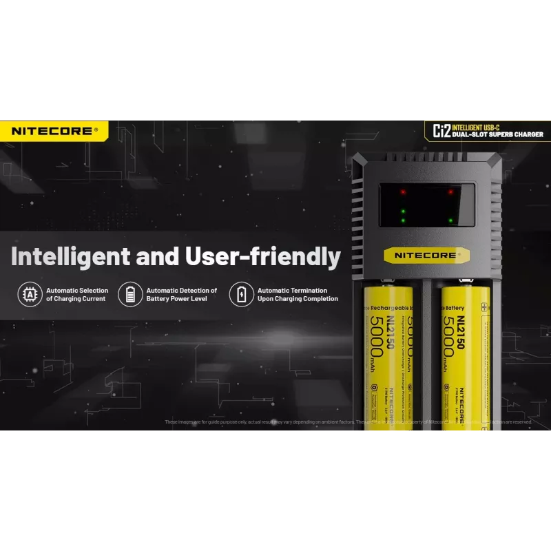 Carregador de baterias Nitecore Ci12 carregador USB universal para Li‑Ion, NiCd, NiMH, entrada 3A 5/9/12V, caixa de plástico
