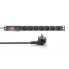 Régua de tomadas Digitus com perfil de alumínio 7 tomadas CEE 7/5 cabo de 2 m