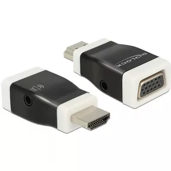 Adaptador de cabo DeLOCK 65586 HDMI-A para VGA preto branco