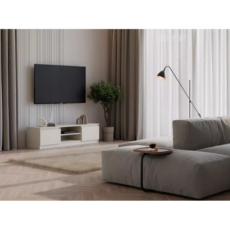 Móvel de TV MALWA 140 da top e shop – 1400×400×360 mm, laminado caxemira, 2 portas, 1 prateleira