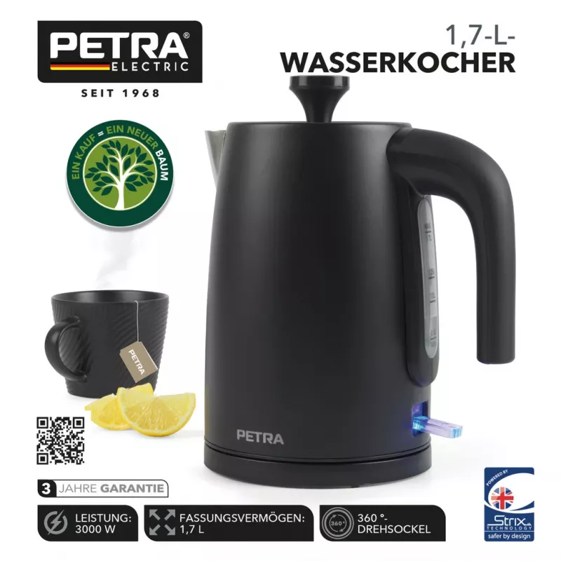 Chaleira Petra 1,7 l 3 kW preto mate