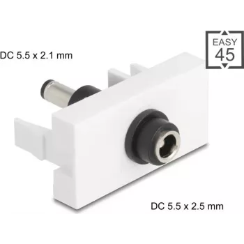 Conector DELOCK Easy 45 Módulo DC 5,5×2,5 mm para DC 5,5×2,1 mm, Modelo 90864