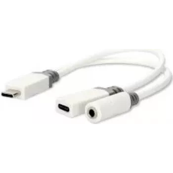 Adaptador USB-C™ Nedis | USB 2.0 | ficha USB-C™ conector fêmea USB-C™ / conector fêmea 3,5 mm | 0,10 m | redondo | banhado a ouro | PVC | Branco | Caixa
