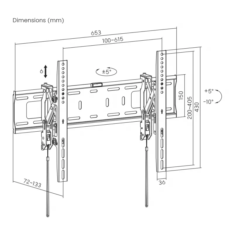 Suporte de TV SBOX PLB-6546T-2 para ecrãs 37–80 polegadas, até 75 kg, VESA até 600x400