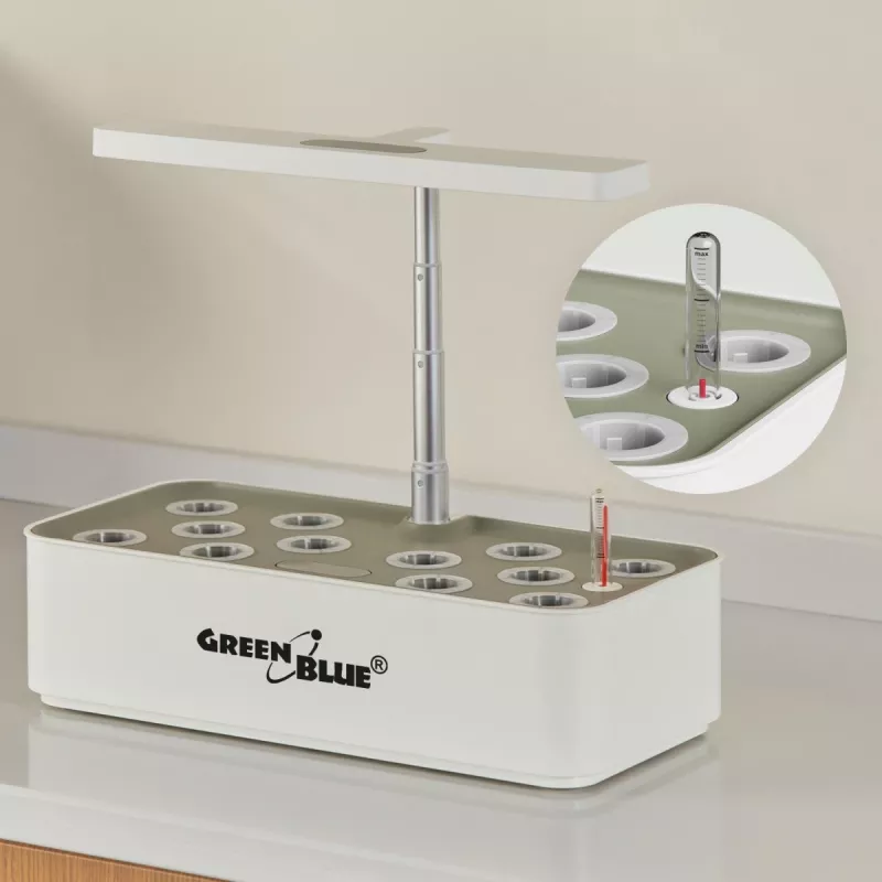 Sistema inteligente de cultivo de plantas de interior GreenBlue, vaso SMART, capacidade 4L, para 12 plantas, LEDs de espetro completo, GB133