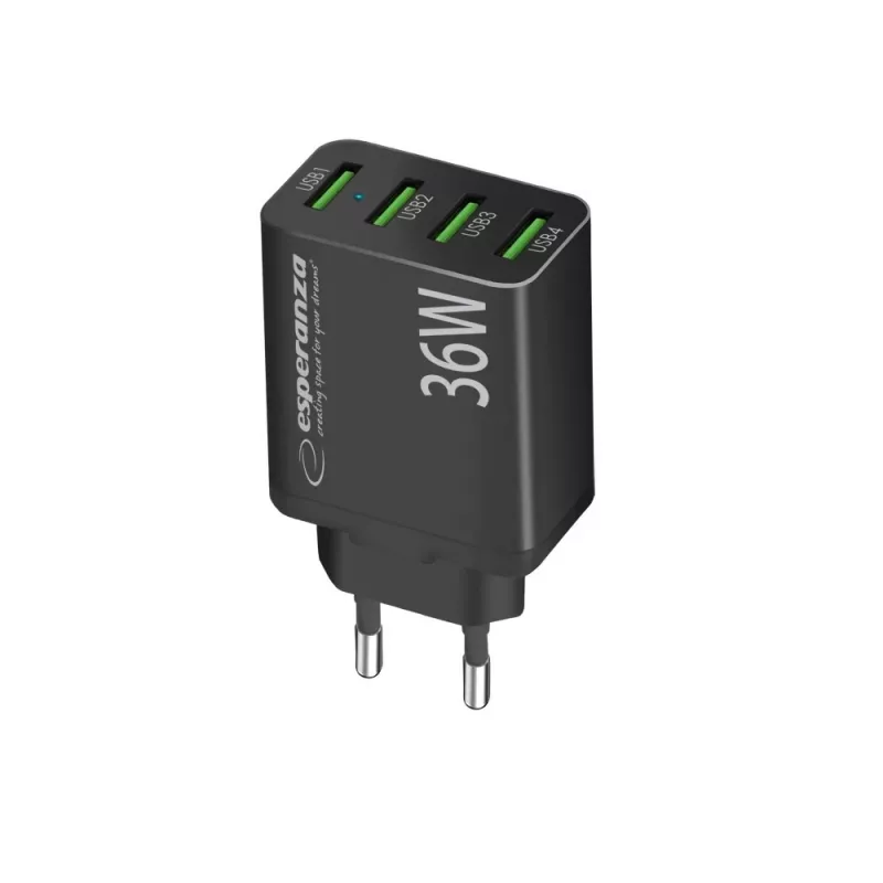 Carregador de parede Esperanza EZC107K 36W preto