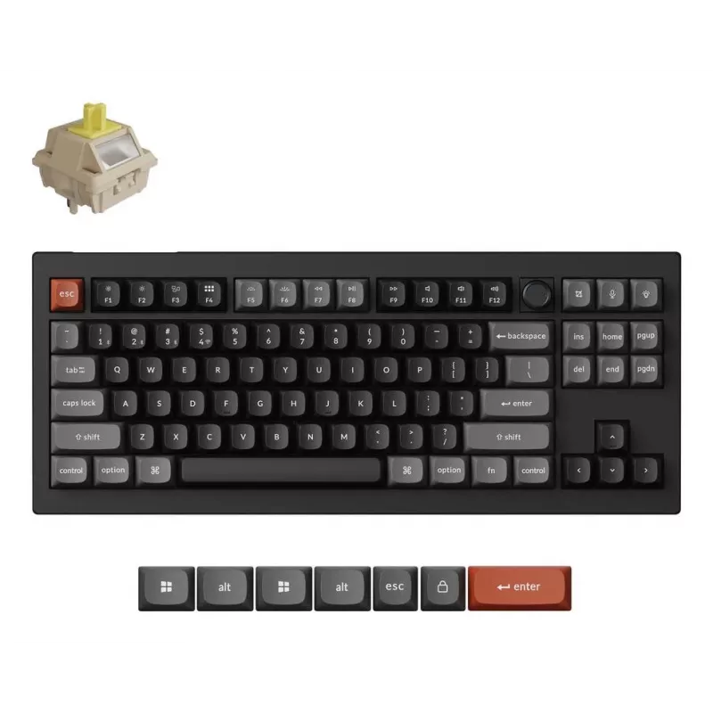 Teclado mecânico Keychron V3 Ultra 8K — com fios e Bluetooth, layout QWERTY, RGB LED, preto