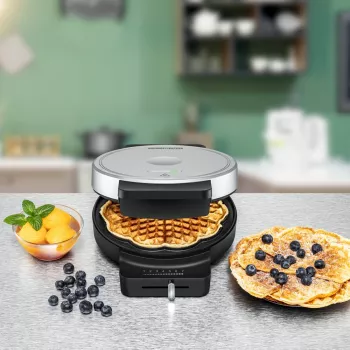 ROMMELSBACHER WA 850, 1 waffle(s), redondo, formato coração, preto, prateado, 17,5 cm, plástico, 850 W