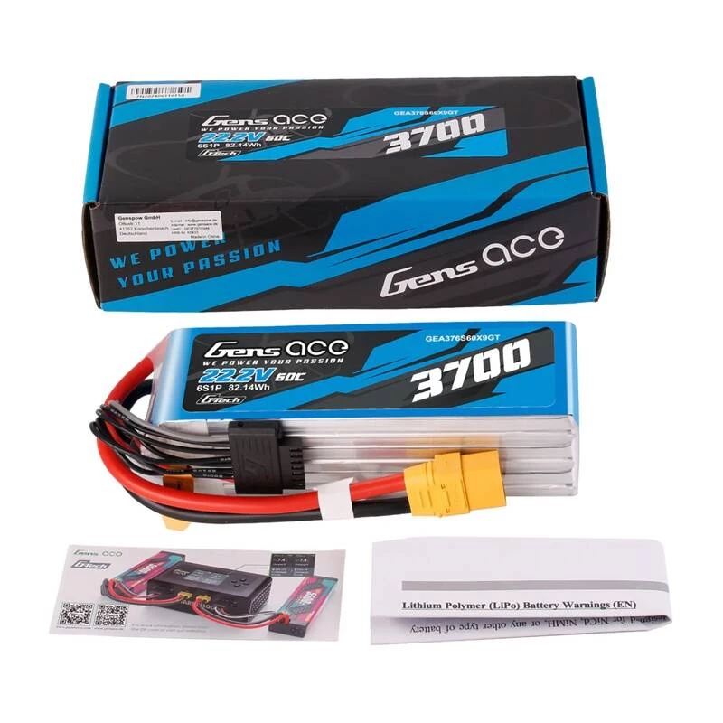 Gens Ace G-Tech GEA376S60X9GT bateria LiPo 3700 mAh 22,2 V 60C 6S1P, XT90