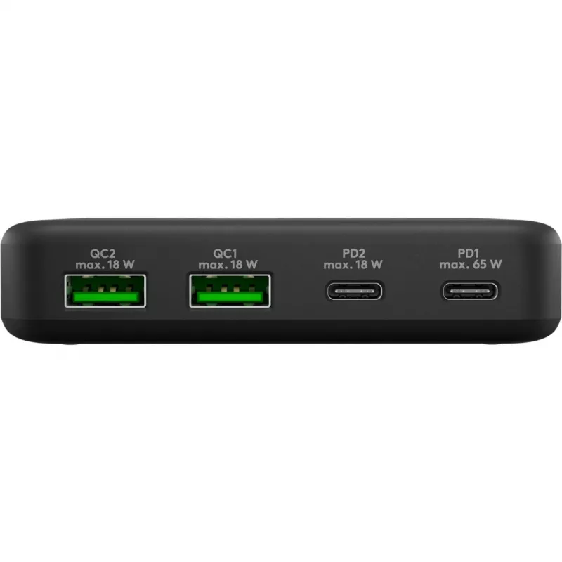 Carregador de mesa multiporta USB-C PD GaN GOOBAY 65 W, preto