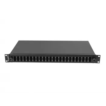 Patch panel 1U Lanberg FOP1-24SD-LQB aço preto para montagem em rack